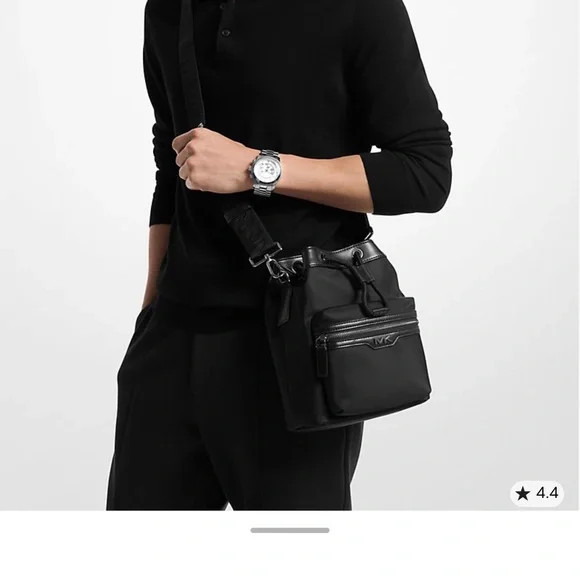 Michael Kors Black Drawstring Bag with Silver Accents - Picture 3 of 3